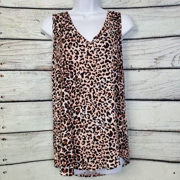 Maurices Leopard Print Sleeveless V-Neck Tank Top Size S Rayon Blend - Picture 1 of 5